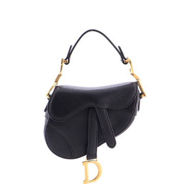 Christian Dior Saddle Handbag Leather Micro