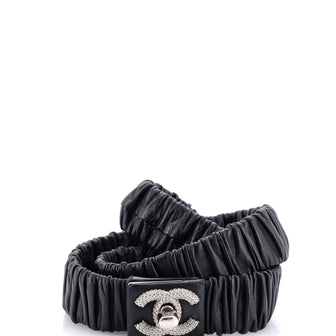 Chanel CC Elastic Belt Leather with Metal and Crystals