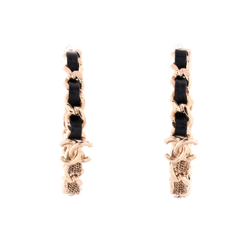 Chanel Mesh Chain-Link Hoop Earrings Metal with Lambskin