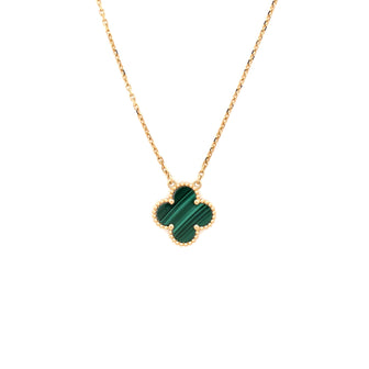 Van Cleef & Arpels Vintage Alhambra Pendant Necklace 18K Yellow Gold and Malachite