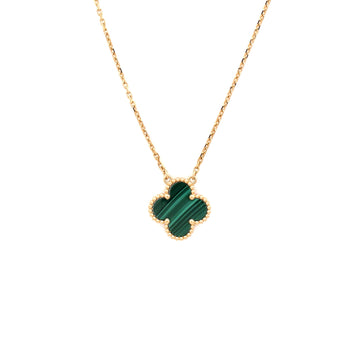 Van Cleef & Arpels Vintage Alhambra Pendant Necklace 18K Yellow Gold and Malachite