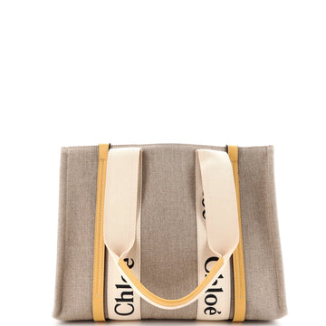 Chloe Woody Tote Canvas with Leather Medium