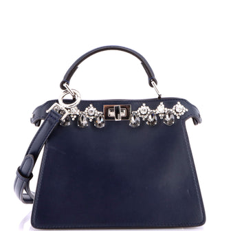 Fendi Peekaboo ISeeU Bag Crystal Embellished Leather Petite