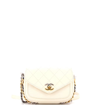Chanel Two Tone Envelope Flap Bag Quilted Calfskin Small