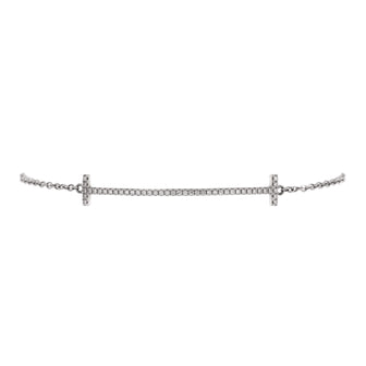 Tiffany & Co. T Smile Chain Bracelet 18K White Gold with Diamonds Medium