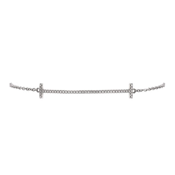 Tiffany & Co. T Smile Chain Bracelet 18K White Gold with Diamonds Medium