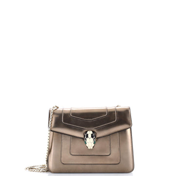Bvlgari Serpenti Forever Square Shoulder Bag Metallic Leather Small