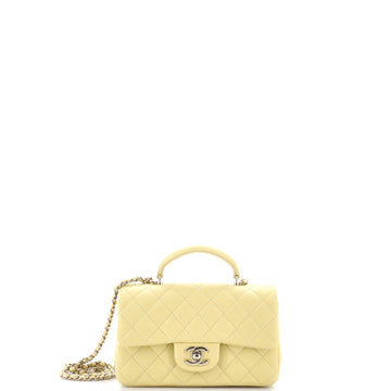 Chanel Classic Single Flap Top Handle Bag Quilted Lambskin Mini