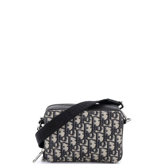 Christian Dior Double Zip Crossbody Pouch Oblique Canvas