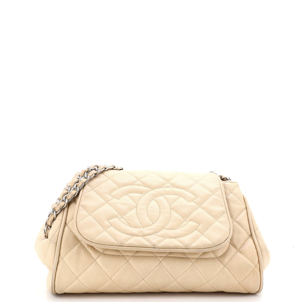 Chanel Timeless Accordion Flap Bag Quilted Caviar Neutral 4117441