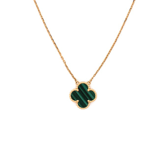 Van Cleef & Arpels Vintage Alhambra Pendant Necklace 18K Yellow Gold and Malachite