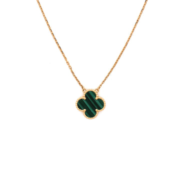 Van Cleef & Arpels Vintage Alhambra Pendant Necklace 18K Yellow Gold and Malachite
