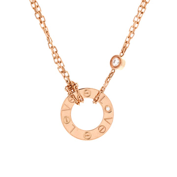 Cartier 2 Diamonds Love Pendant Necklace 18K Rose Gold and Diamonds
