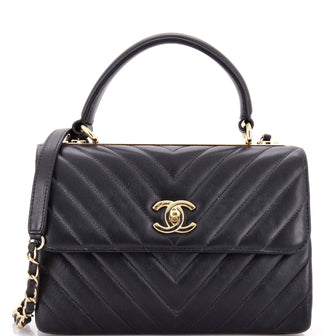Chanel Trendy CC Top Handle Bag Chevron Lambskin Small