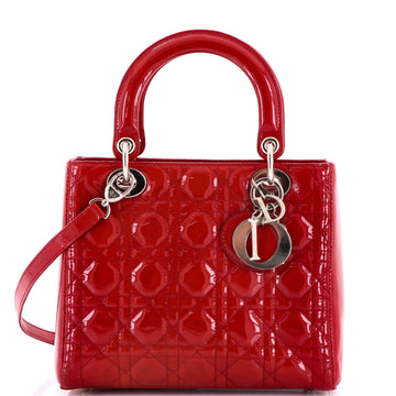 Christian Dior Lady Dior Bag Cannage Quilt Patent Medium