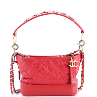 Chanel Gabrielle Hobo with Logo Handle Quilted Aged Calfskin Small