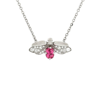 Tiffany & Co. Paper Flowers Firefly Pendant Necklace Platinum with Diamonds and Pink Tourmaline Small