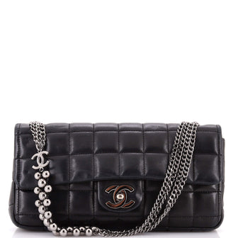 Chanel Chocolate Bar CC Beaded Multichain Flap Bag Quilted Lambskin East West