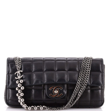Chanel Chocolate Bar CC Beaded Multichain Flap Bag Quilted Lambskin East West