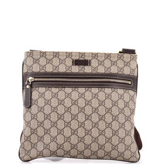 Gucci Front Zip Flat Messenger Bag GG Coated Canvas Medium