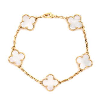 Van Cleef & Arpels Vintage Alhambra 5 Motifs Bracelet 18K Yellow Gold and Mother of Pearl