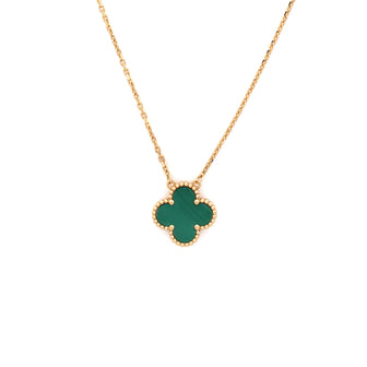 Van Cleef & Arpels Vintage Alhambra Pendant Necklace 18K Yellow Gold and Malachite