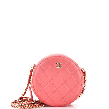 Chanel Round Clutch with Chain Quilted Caviar Mini