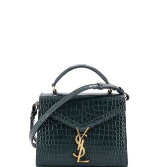 Saint Laurent Cassandra Top Handle Bag Crocodile Embossed Leather Mini