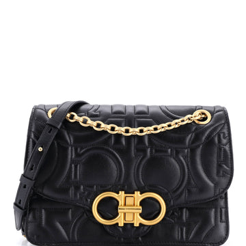 Salvatore Ferragamo Gancini Turnlock Flap Bag Gancini Quilted Leather Medium