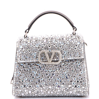 Valentino Garavani VSling Top Handle Bag Crystal Embellished Leather Mini