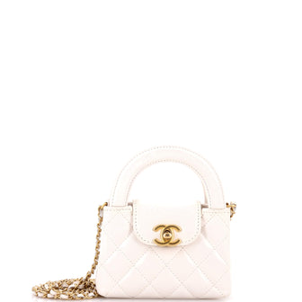 Chanel Kelly Top Handle Shopping Bag Quilted Shiny Aged Calfskin Nano