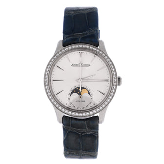 Jaeger-LeCoultre Master Ultra Thin Moonphase Automatic Watch Stainless Steel and Alligator with Diamond Bezel 39