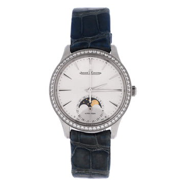Jaeger-LeCoultre Master Ultra Thin Moonphase Automatic Watch Stainless Steel and Alligator with Diamond Bezel 39