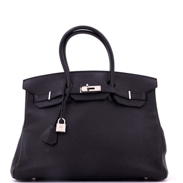 Hermes Birkin Handbag Black Togo with Palladium Hardware 35
