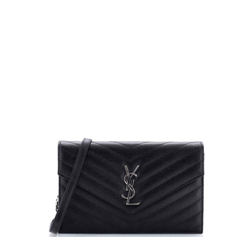 Saint Laurent Classic Monogram Wallet on Chain Matelasse Chevron Leather Small
