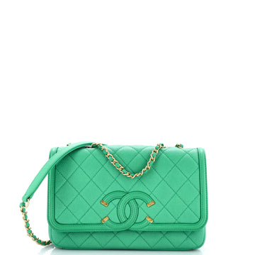 Chanel Filigree Flap Bag Quilted Caviar Small