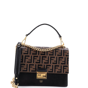 Fendi Kan U Shoulder Bag Zucca Embossed Leather Medium