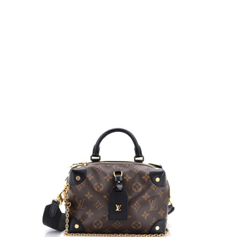 Louis Vuitton Petite Malle Souple Handbag Monogram Canvas with Leather
