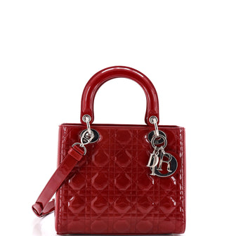 Christian Dior Lady Dior Bag Cannage Quilt Patent Medium