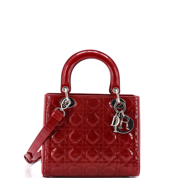 Christian Dior Lady Dior Bag Cannage Quilt Patent Medium