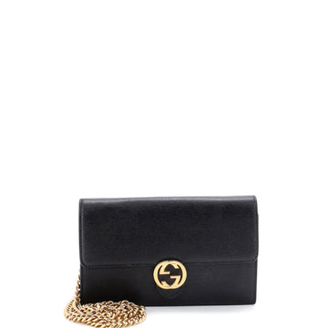 Gucci Interlocking Wallet on Chain Leather