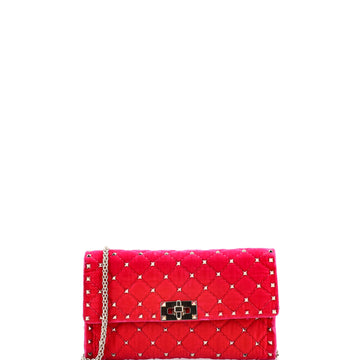 Valentino Garavani Rockstud Spike Wallet on Chain Quilted Velvet Small
