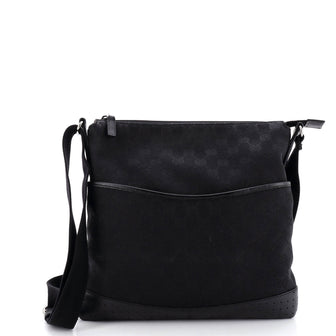 Gucci Zip Messenger Bag GG Canvas with Perforated Leather Medium