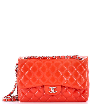 Chanel Classic Double Flap Bag Quilted Patent Jumbo