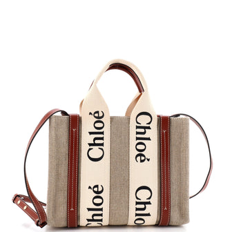 Chloe Woody Convertible Tote Canvas with Leather Small