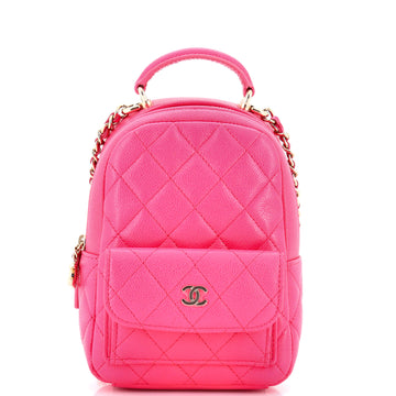 Chanel Classic CC Chain Pocket Backpack Quilted Caviar Mini