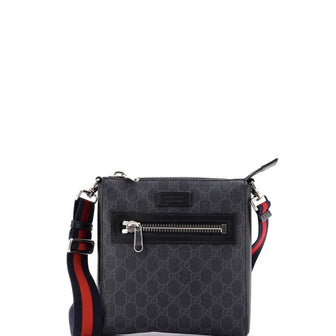 Gucci Web Strap Front Zip Messenger Bag GG Coated Canvas Small
