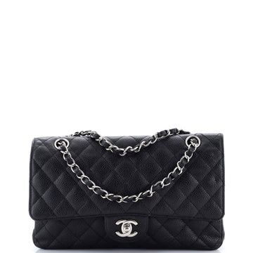 Chanel Vintage Classic Double Flap Bag Quilted Caviar Medium