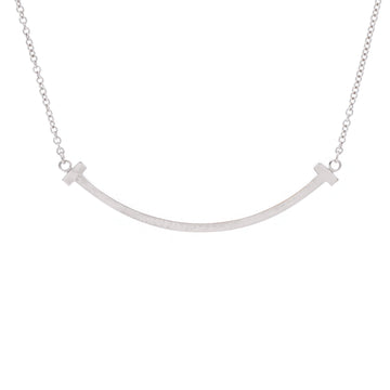 Tiffany & Co. T Smile Pendant Necklace 18K White Gold Small
