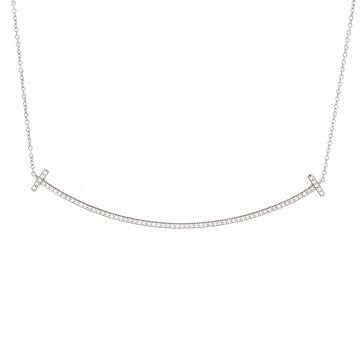 Tiffany & Co. T Smile Pendant Necklace 18K White Gold with Diamonds Large